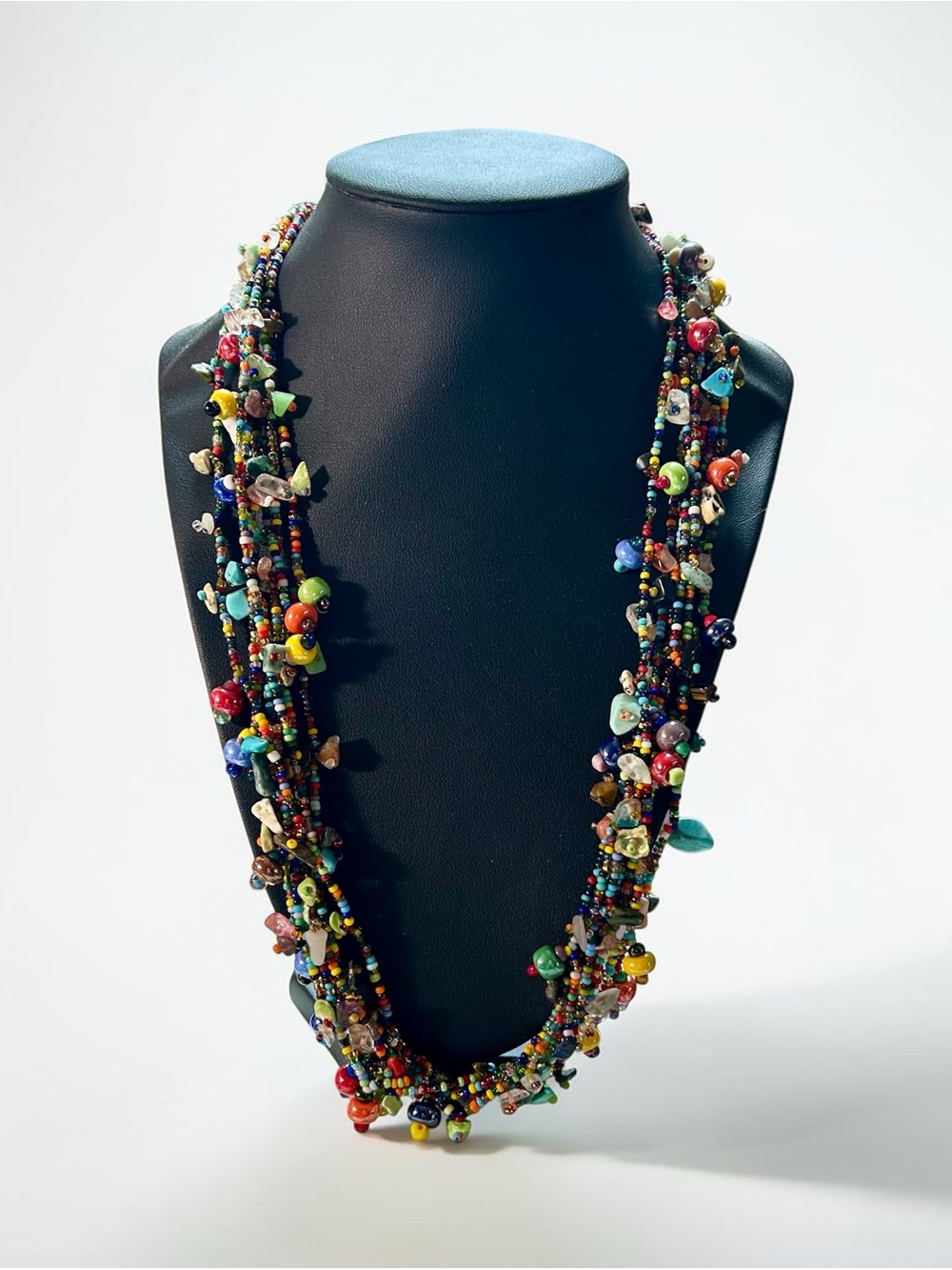 Artisan Colorful Multi-Strand Funky Beads Necklace Boho - Picture 3 of 8